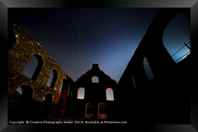 Ynyspandy Slate Mill Night Sky Photography, Snowdo Framed Print by Creative Photography Wales