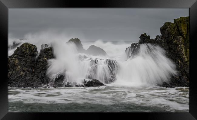 Crashing wave at Ballintoy Coastline on the The Ca Framed Print by Creative Photography Wales