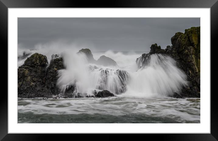 Crashing wave at Ballintoy Coastline on the The Ca Framed Mounted Print by Creative Photography Wales