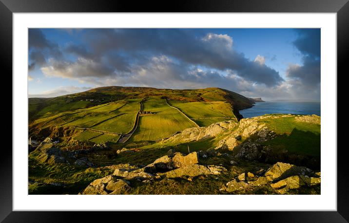 Torr Head and views to Murlough Bay on the The Cau Framed Mounted Print by Creative Photography Wales