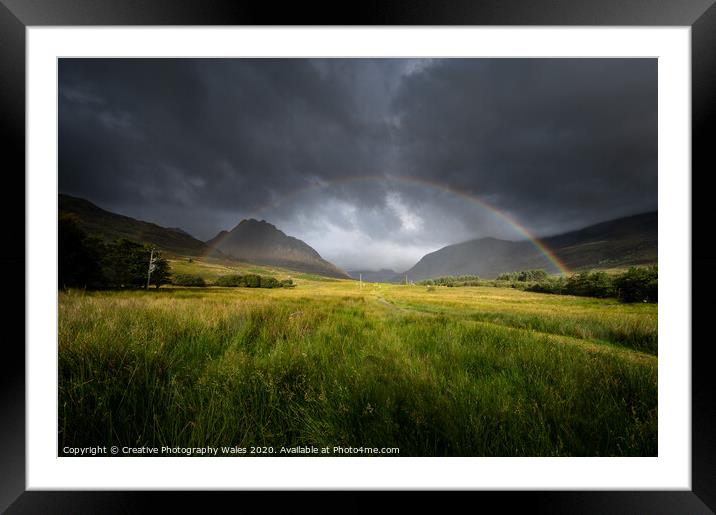 Tryfan rainbow, Snowdonia National Park Framed Mounted Print by Creative Photography Wales