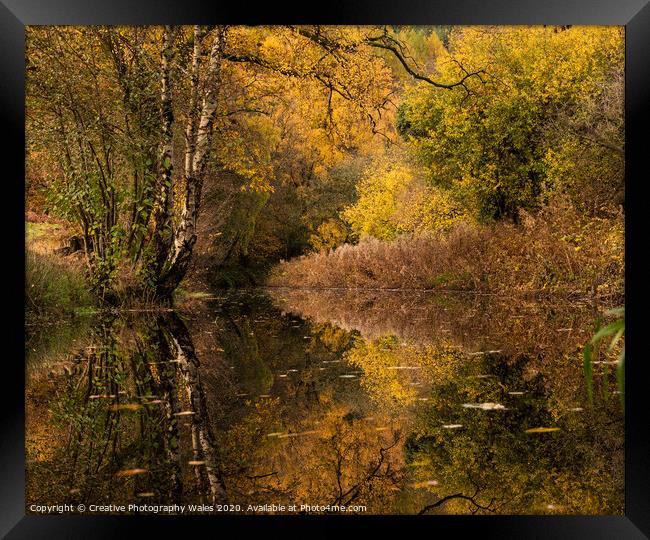 Autumn Reflection in Brecon Canal, Brecon Beacons Framed Print by Creative Photography Wales