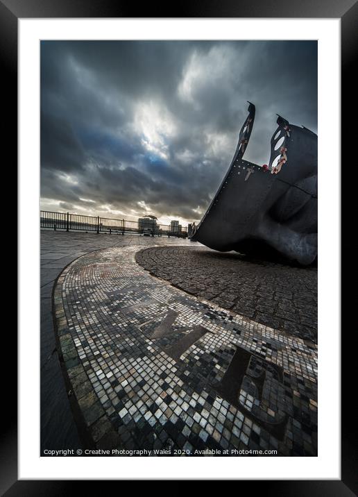 Merchant Seafarers War Memorial Sculpture, Cardiiff Bay Framed Mounted Print by Creative Photography Wales