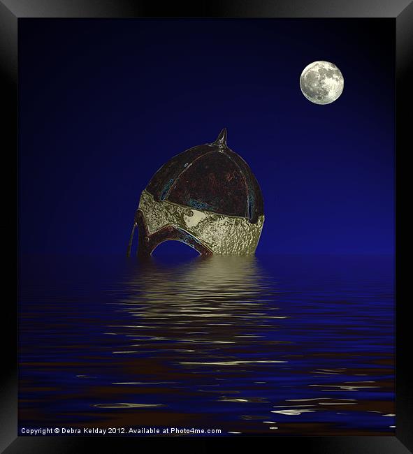 Viking Helmet in Moonlight Framed Print by Debra Kelday