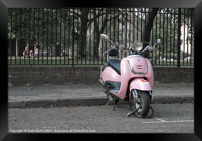 Pink Scooter Framed Print by Mark Martin