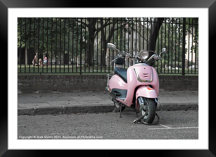 Pink Scooter Framed Mounted Print by Mark Martin