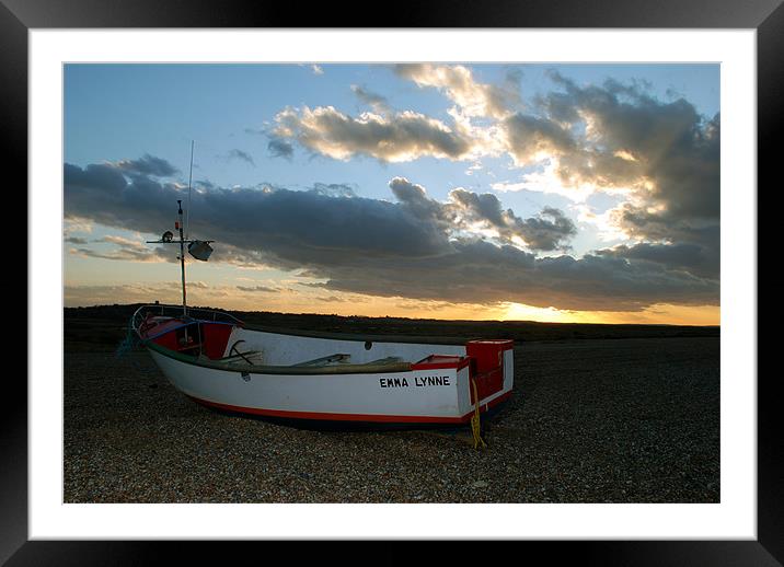 Fishermans Boat at Sunset Framed Mounted Print by Scott Simpson