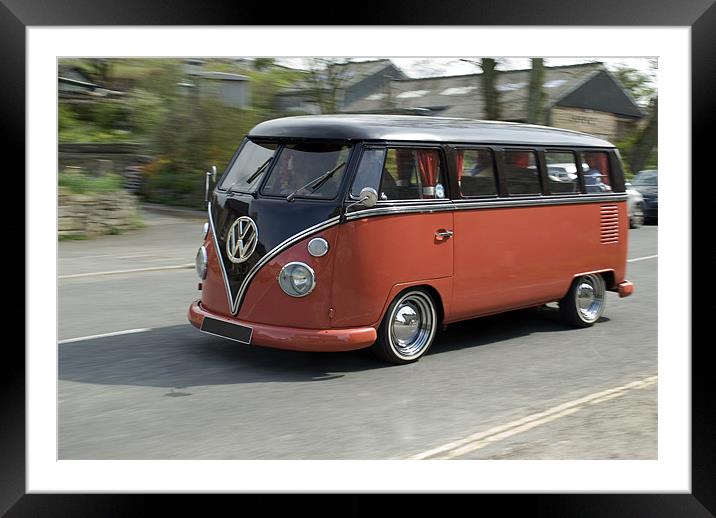 Speeding VW Camper Framed Mounted Print by Scott Simpson