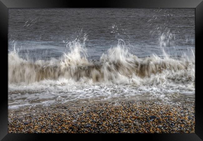 Abstract waves at Cley beach Framed Print by Scott Simpson