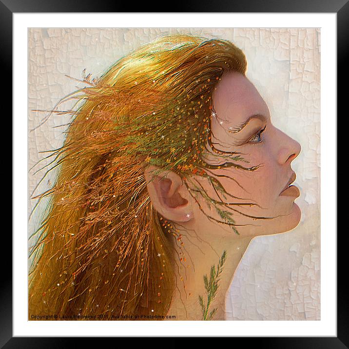 An Autumn Fairy face Framed Mounted Print by Laura Dawnsky