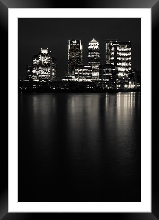 Big City Lights of Canary Wharf II (B&W) Framed Mounted Print by Paul Shears Photogr