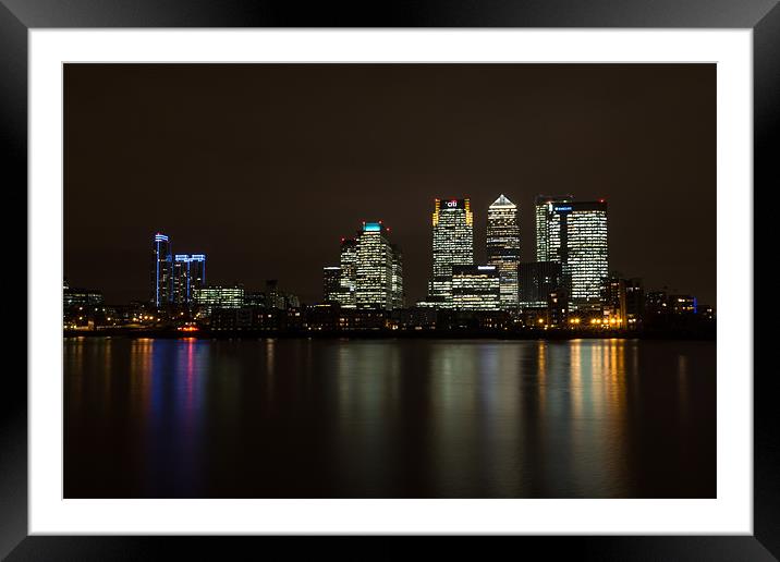 Canary Wharf From Across The River Thames Framed Mounted Print by Paul Shears Photogr