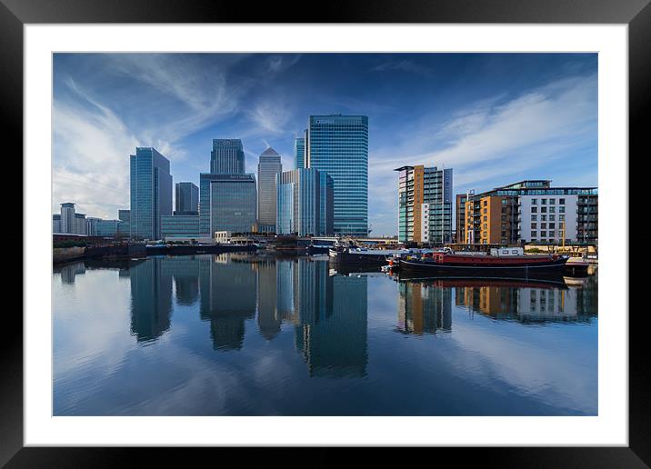 Blue Skys Over Canary Wharf Framed Mounted Print by Paul Shears Photogr