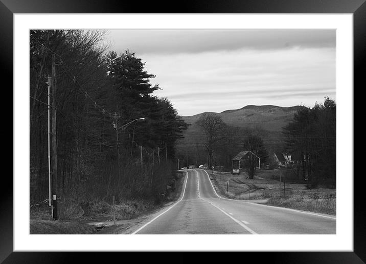 long road home B&W Framed Mounted Print by anthony pallazola