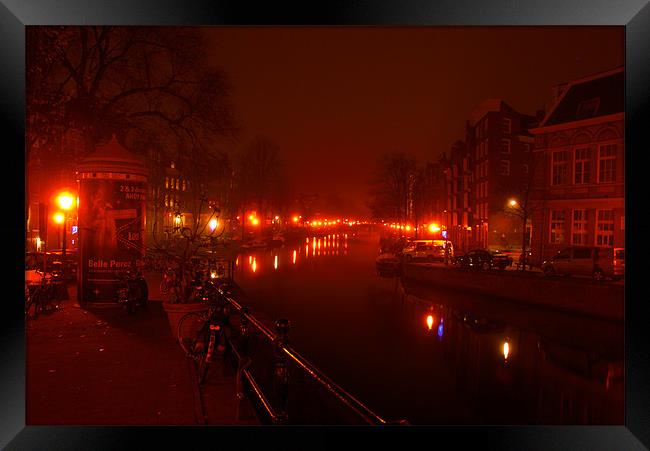 Prinsengracht Foggy Red Framed Print by Jonah Anderson Photography