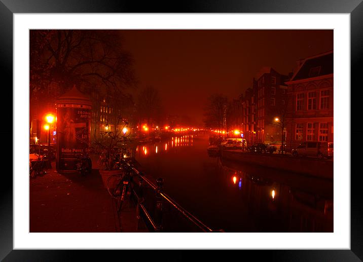 Prinsengracht Foggy Red Framed Mounted Print by Jonah Anderson Photography