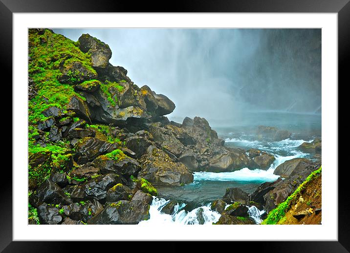 waterfall misty moss rocks Framed Mounted Print by Jonah Anderson Photography