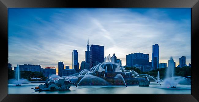 Water fountain at dusk Framed Print by Jonah Anderson Photography