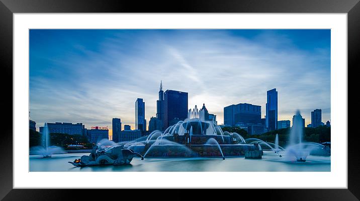 Water fountain at dusk Framed Mounted Print by Jonah Anderson Photography