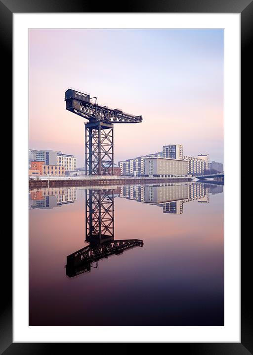 Glasgow Finnieston crane reflection Framed Mounted Print by Grant Glendinning