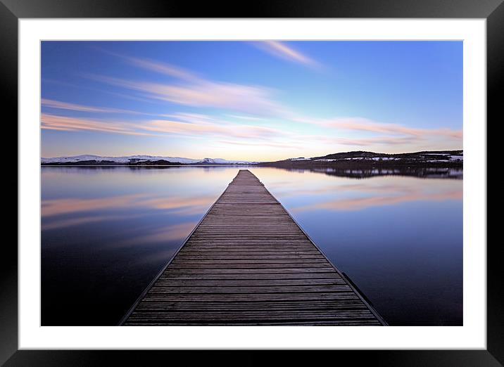 Loch Lomond Jetty Reflection Framed Mounted Print by Grant Glendinning