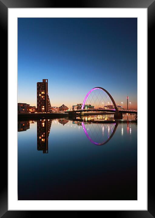Glasgow Clyde arc reflection Framed Mounted Print by Grant Glendinning