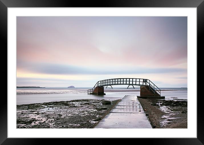 North sea footbridge and Bass rock Framed Mounted Print by Grant Glendinning