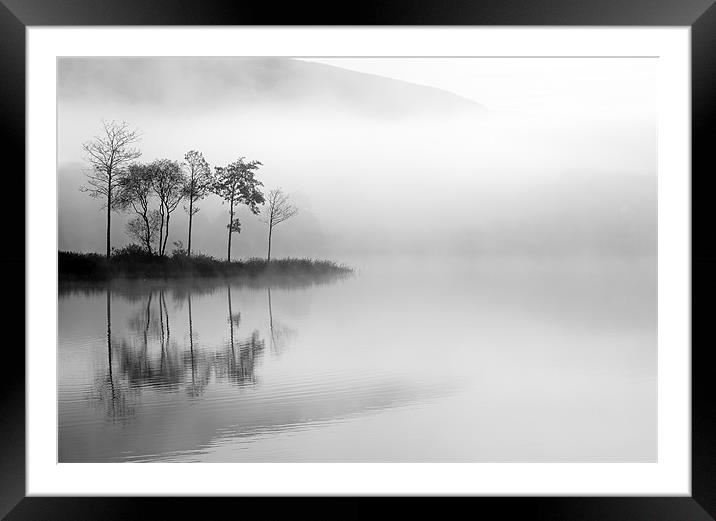Loch Ard trees in the mist Framed Mounted Print by Grant Glendinning