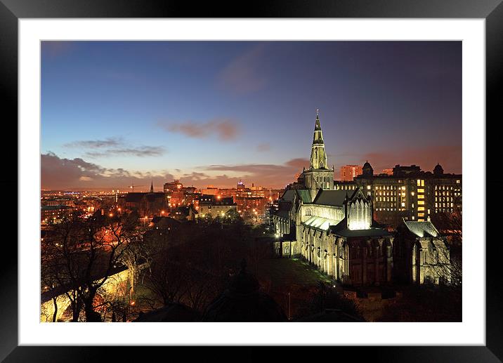 Glasgow Skyline Framed Mounted Print by Grant Glendinning
