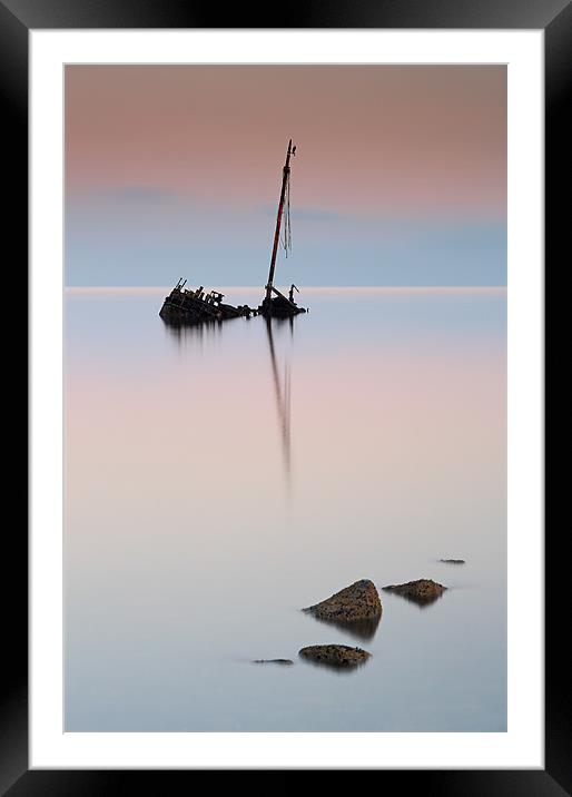 Flat calm shipwreck Framed Mounted Print by Grant Glendinning