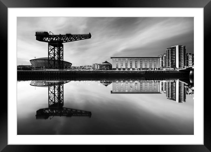 Clyde Waterfront Mono Framed Mounted Print by Grant Glendinning