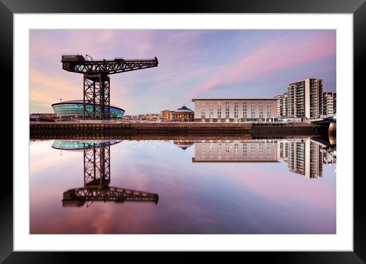 Clyde waterfront reflection at Sunset Framed Mounted Print by Grant Glendinning
