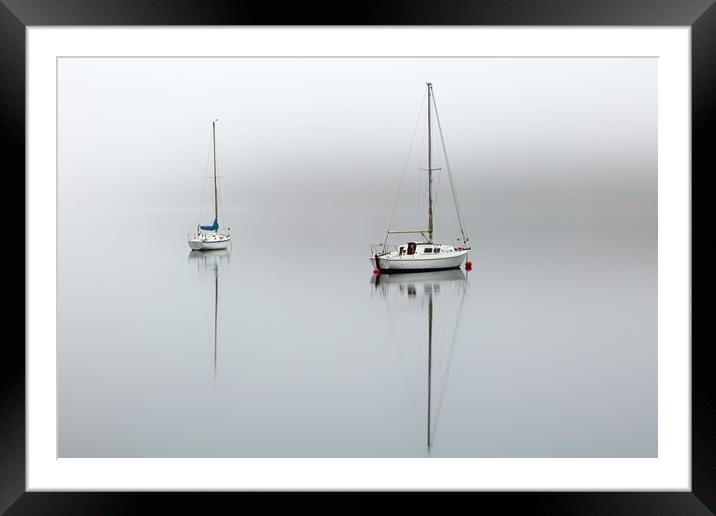 Misty boats Framed Mounted Print by Grant Glendinning