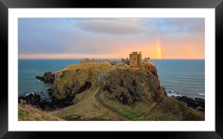 Dunnottar Castle Sunset Rainbow Framed Mounted Print by Grant Glendinning