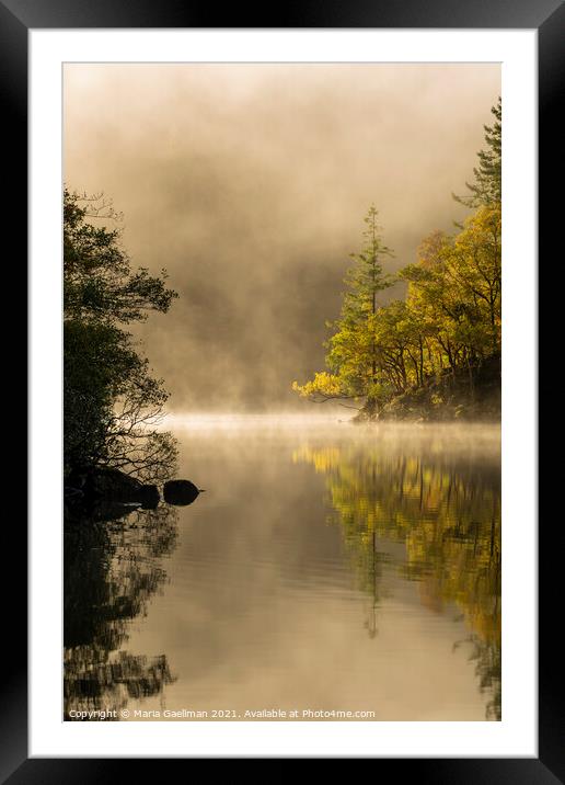 Loch Ard in Autumn Misty Sunrise Framed Mounted Print by Maria Gaellman