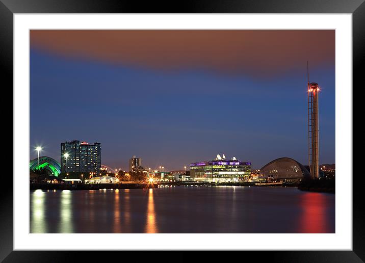Glasgow Pacific Quay at Night Framed Mounted Print by Maria Gaellman