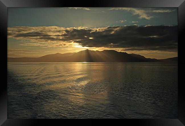 Isle of Arran at Sunset Framed Print by Maria Gaellman