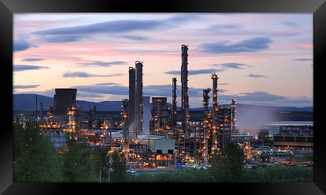 Grangemouth Refinery at Sunset Framed Print by Maria Gaellman