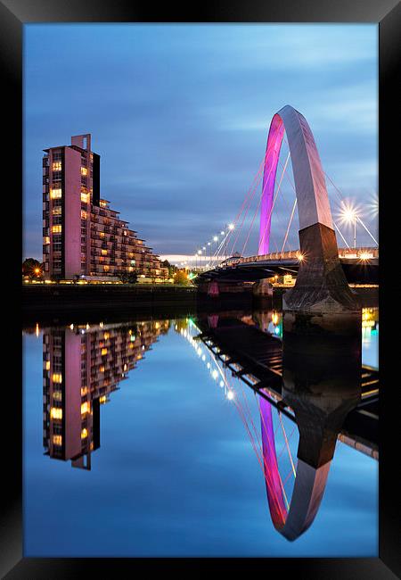Glasgow Clyde Arc Bridge Reflections Framed Print by Maria Gaellman