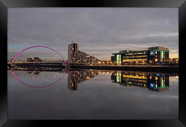 Glasgow River Clyde - Clyde Arc Bridge and STV Stu Framed Print by Maria Gaellman