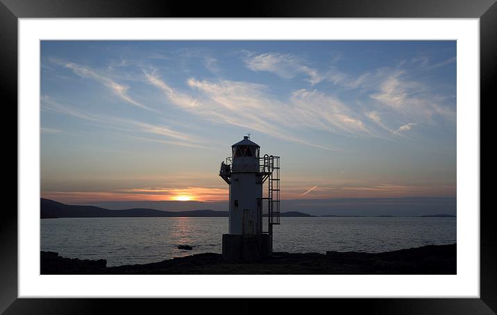 Rhue Lighthouse at Sunset Framed Mounted Print by Maria Gaellman