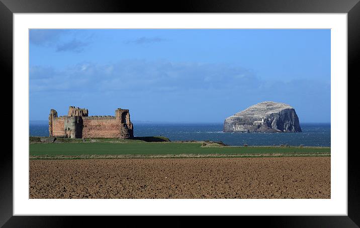 Tantallon Castle and the Bass Rock Framed Mounted Print by Maria Gaellman