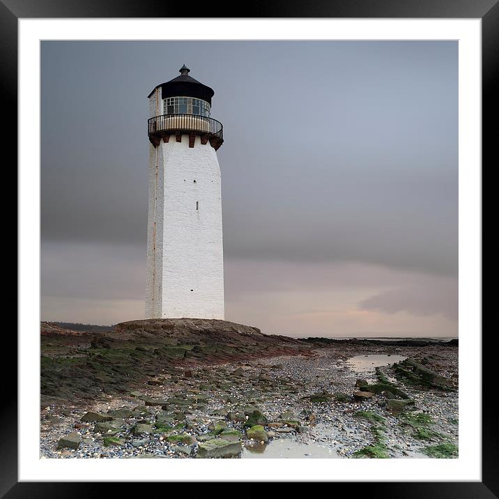 Southerness Lighthouse at Sunset Framed Mounted Print by Maria Gaellman