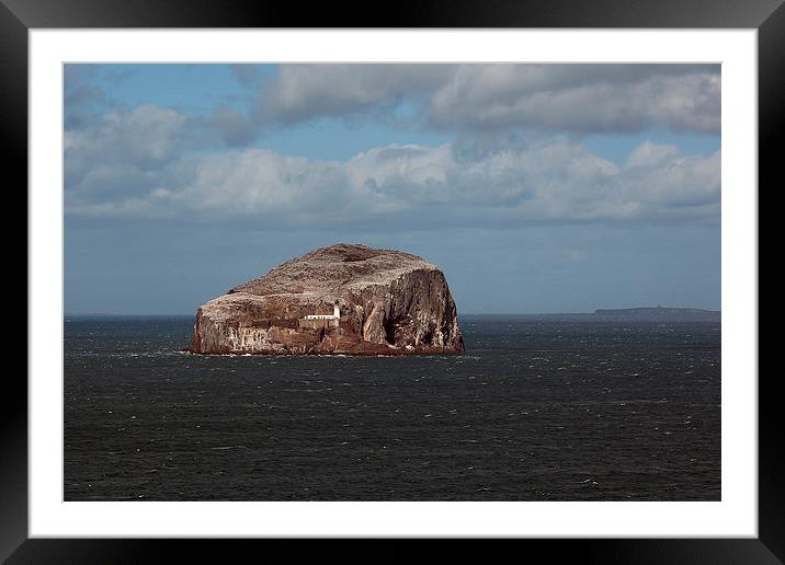 The Bass Rock and Lighthouse Framed Mounted Print by Maria Gaellman