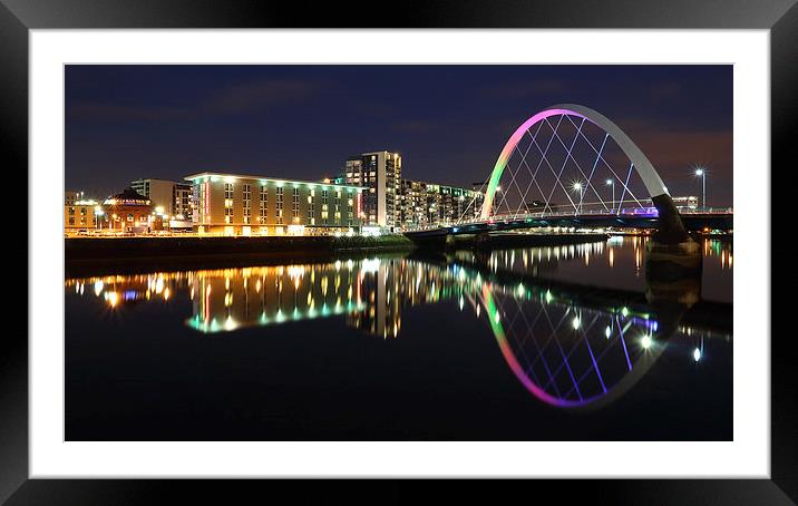 Glasgow Clyde Arc Bridge at Twilight Framed Mounted Print by Maria Gaellman
