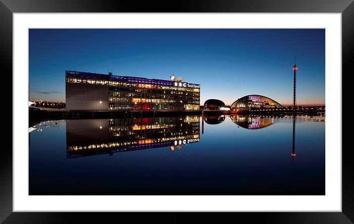 Glasgow River Clyde Reflections at Twilight Framed Mounted Print by Maria Gaellman