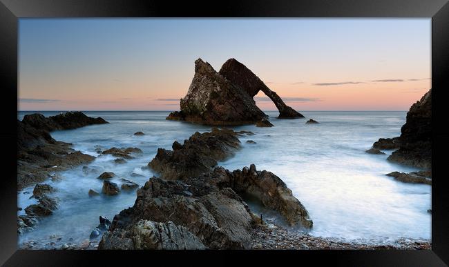 Bow Fiddle Rock at Sunset Framed Print by Maria Gaellman