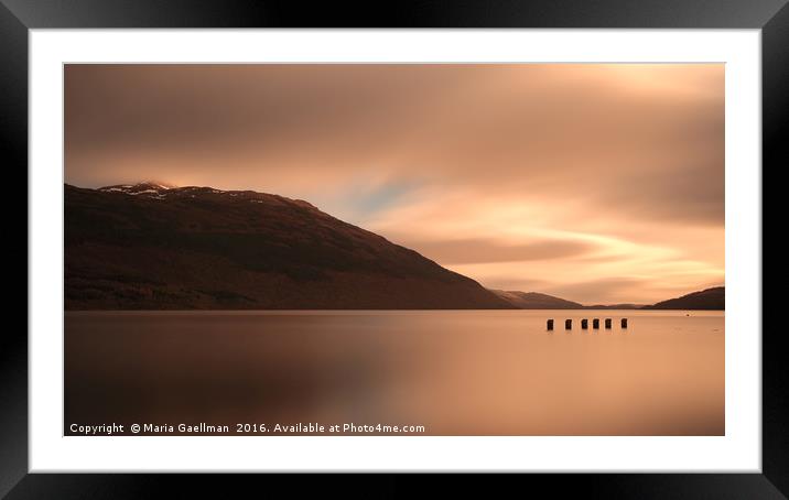 Loch Lomond golden Sunset Framed Mounted Print by Maria Gaellman
