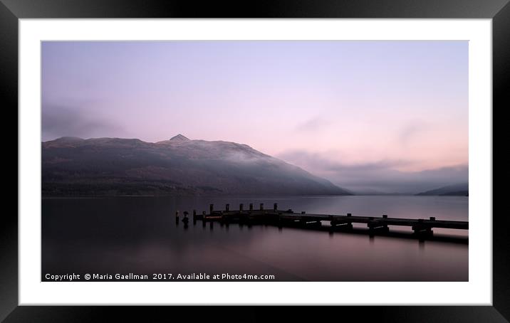 Misty Loch Lomond at Sunset Framed Mounted Print by Maria Gaellman
