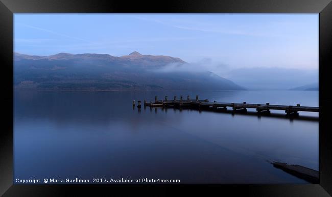 Misty Loch Lomond at Twilight Framed Print by Maria Gaellman